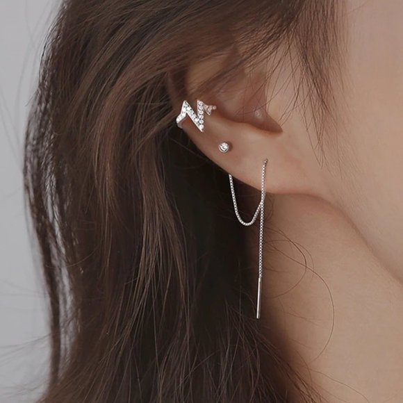 Jewelry - *925 Sterling Silver Diamond Heartbeat Earrings
